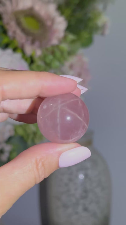 Star Rose Quartz Sphere (1.1", 29mm)