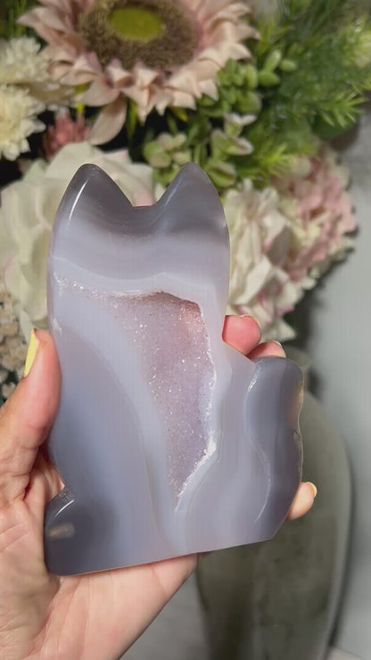 Druzy Agate Cat Slab (5.2", 132mm)