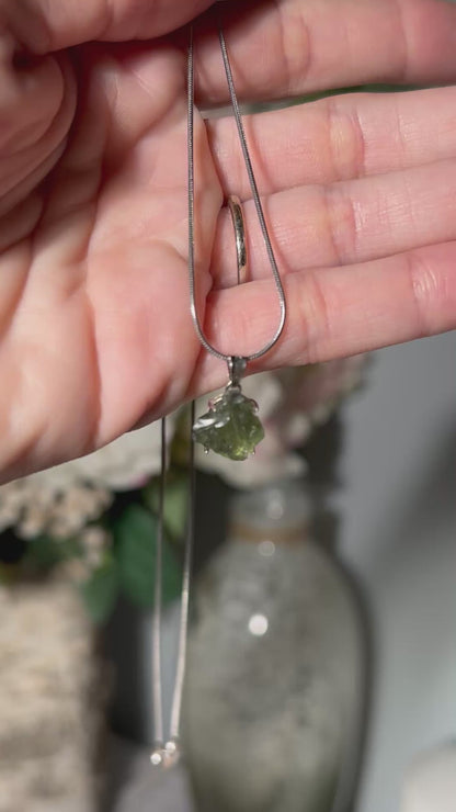 Moldavite Sterling Silver Pendant (12mm long)