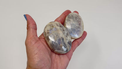 Blue Moonstone with Sunstone Palm Stone
