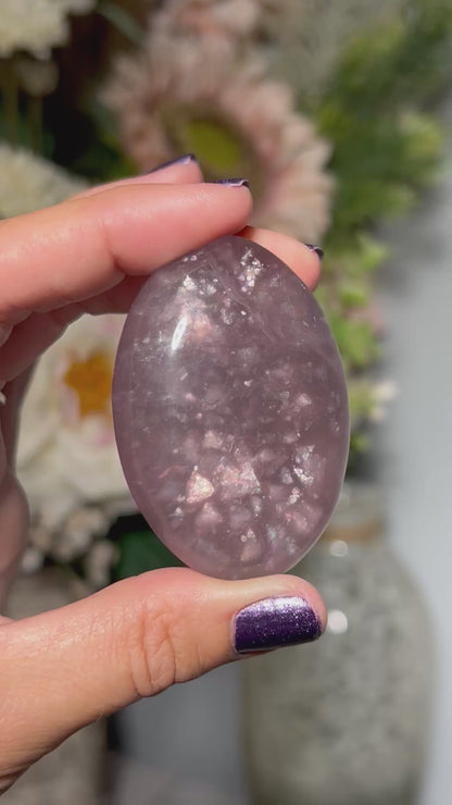 Purple Fluorite with Mica Palm Stone