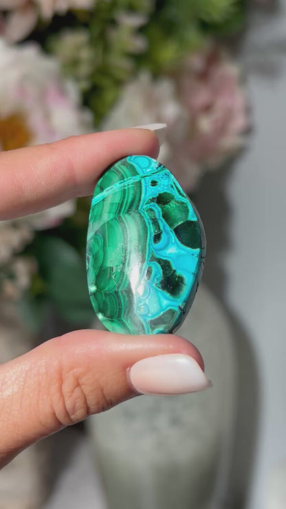 Malachite Chrysocolla Palm Stone