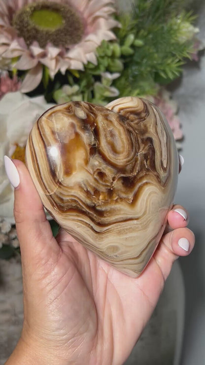 Coffee Calcite Heart (4.3", 110mm)
