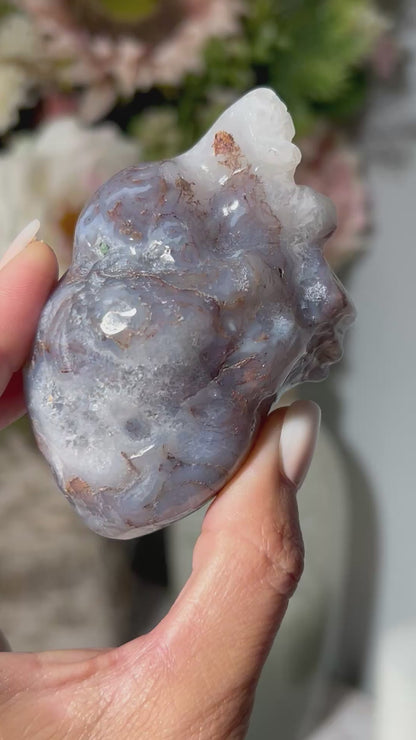 Moss Agate Anatomical Heart (3.3", 82mm)