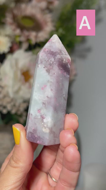 Pink Tourmaline with Lepidolite Tower