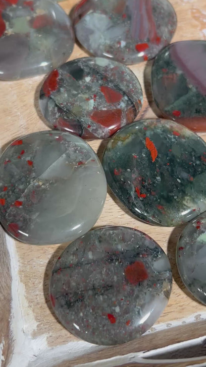 African Bloodstone Flat Palm Stone