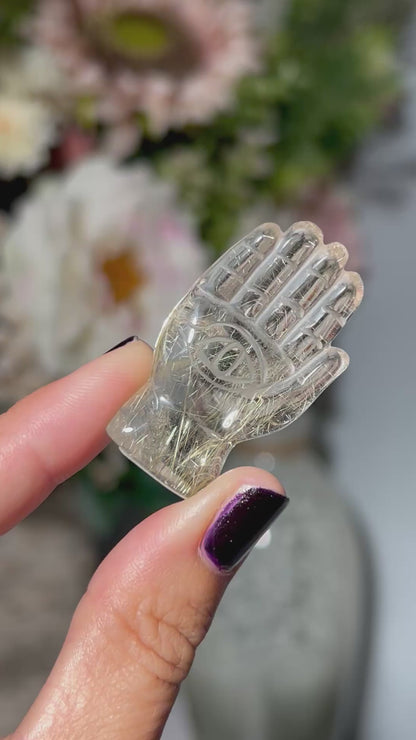 Rutilated Quartz Evil Eye Hand (1.6”, 41mm)