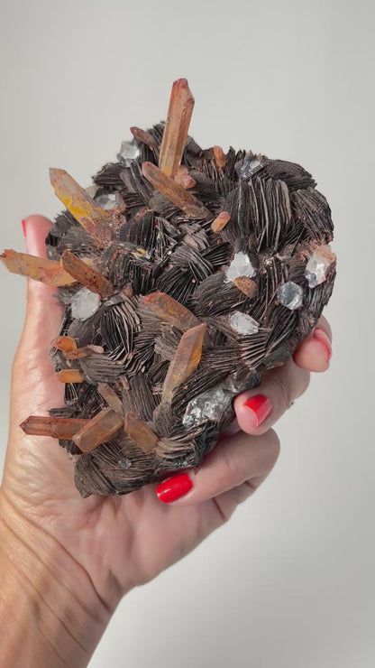 Specularite with Tangerine Quartz (4.7", 120mm)
