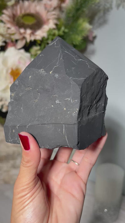 Shungite Half Raw Tower (3.9”, 100mm)