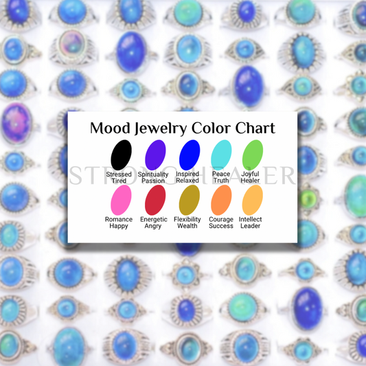 100pc Mood Jewelry Color Chart