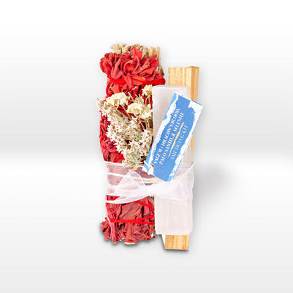 Sage w/ Dragon's Blood, Palo Santo, & Gemstone Smudge Kits: Selenite